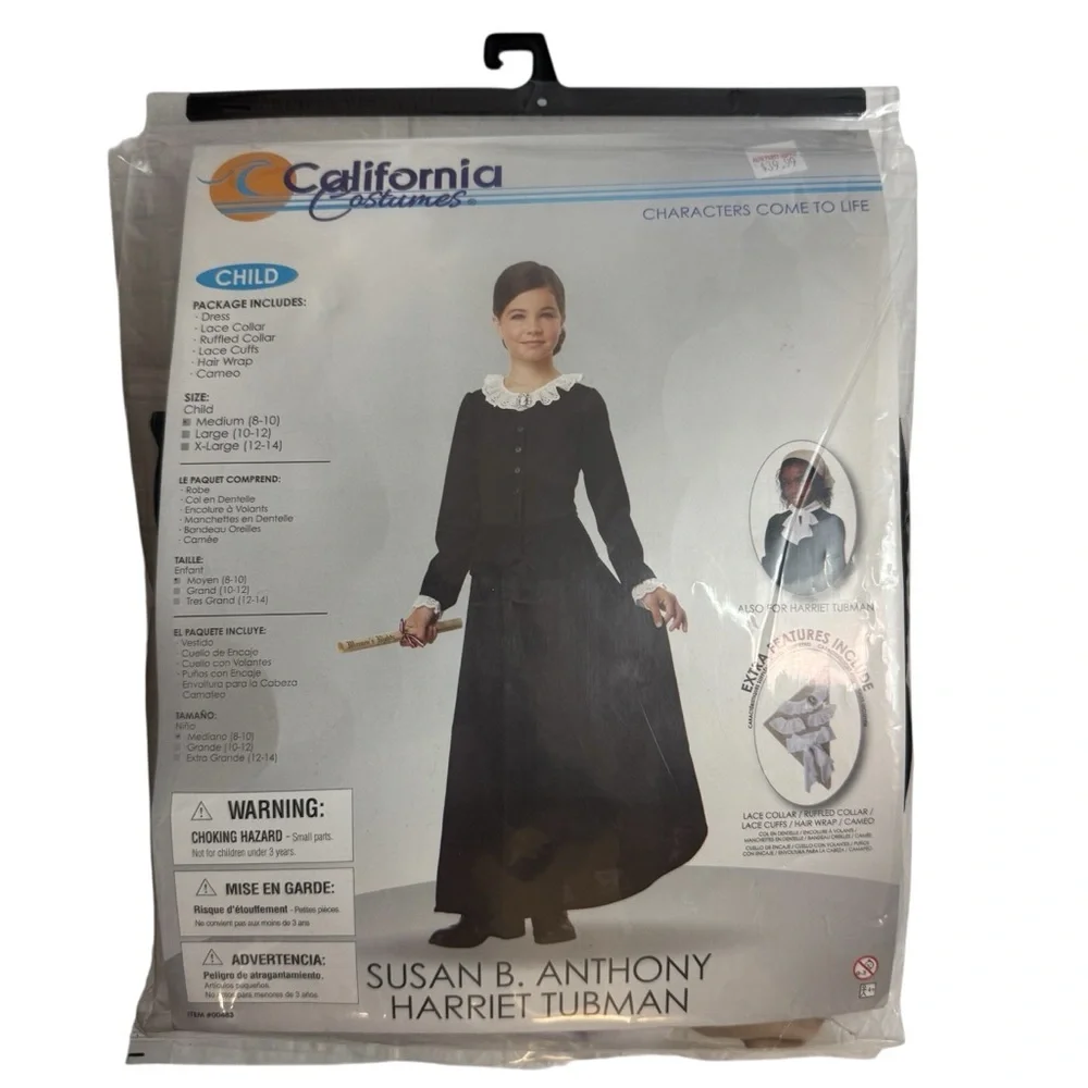 SUSAN B. ANTHONY HARRIET TUBMAN California Costumes Size M (8-10)